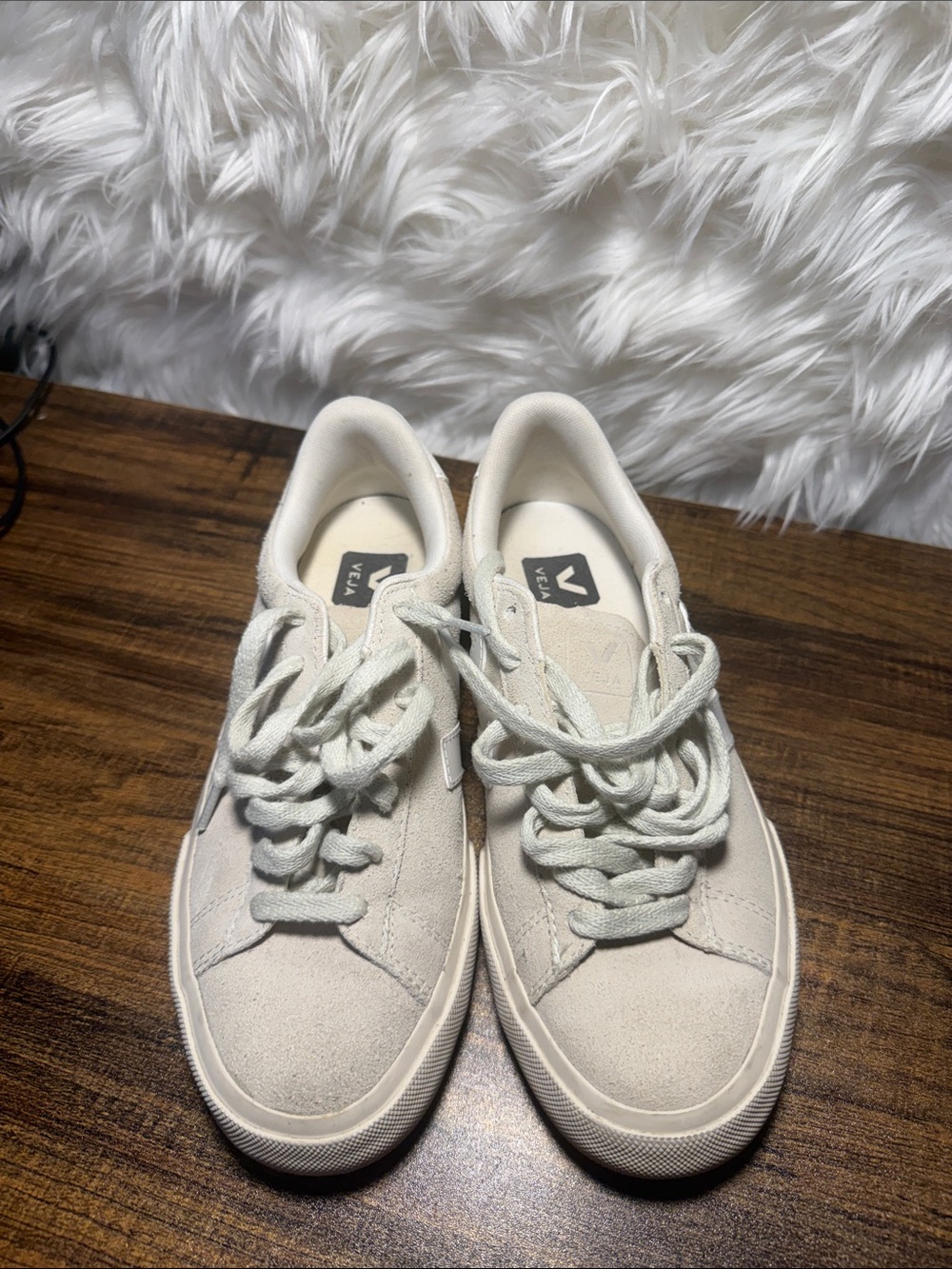 Veja Low-Top Suede Sneakers in Cream